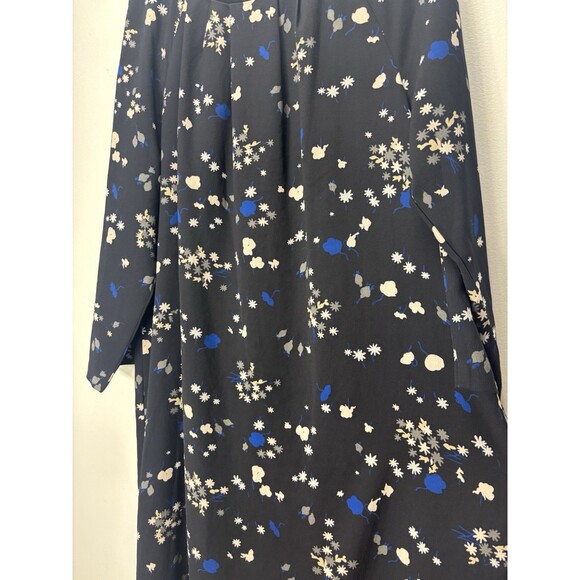 ANN TAYLOR Women’s Shift  Midi Dress Pleated Neckline Floral ZIp Back Sz Xl - Picture 8 of 13